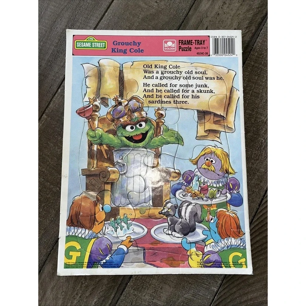 Vintage SESAME STREET Golden Frame Tray Puzzle1989 Elmo, Cookie, Grover, Grouch